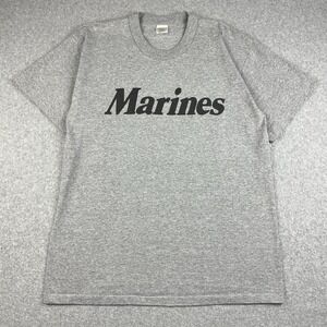 Vintage Marine Corps T Shirt Mens Large USMC Training Single Stitch USA Gray 80s